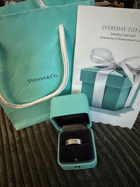 Tiffany & Co. Platinum Band with Signature Tiffany Blue Accents